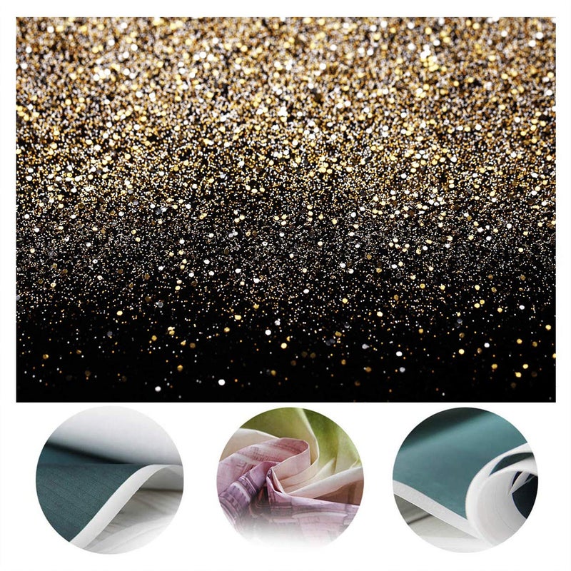 SJOLOON Black and Gold Backdrop Gold Spots Backdrop Vinyl Photography Backdrop Vintage Background for Family Birthday Party Newborn Studio Props 11547(7x5FT) - Image 3